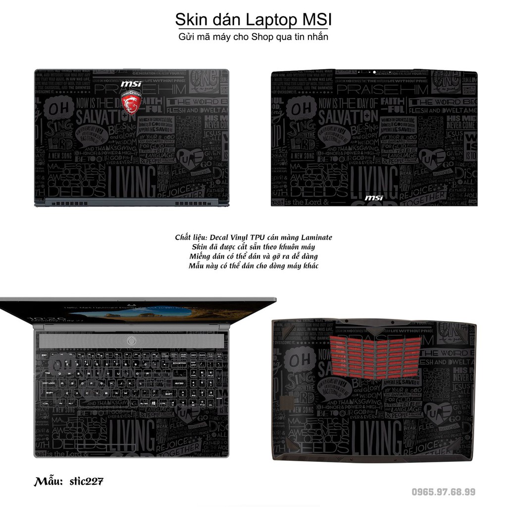 Skin dán Laptop MSI in hình Hoa văn sticker nhiều mẫu 37 (inbox mã máy cho Shop)