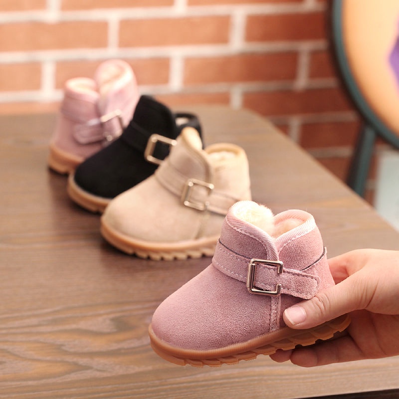 Giày Bốt Cotton Lót Lông Cừu Dày Dặn Chống Trượt Thời Trang Mùa Đông Cho Bé Trai Và Gái 1-2 Tuổi 54dH