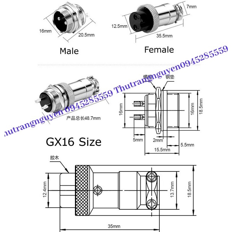 jack điện ,tín hiệu 2 ,3,4,5,6,7,8...GX16 nhiều chân (ảnh thật)