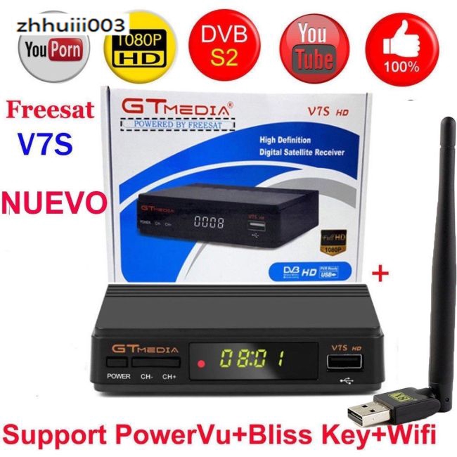 Đầu Thu Tín Hiệu Vệ Tinh V7S Hd Fta Dvb-S2 / S Hỗ Trợ Bisskey 1080p