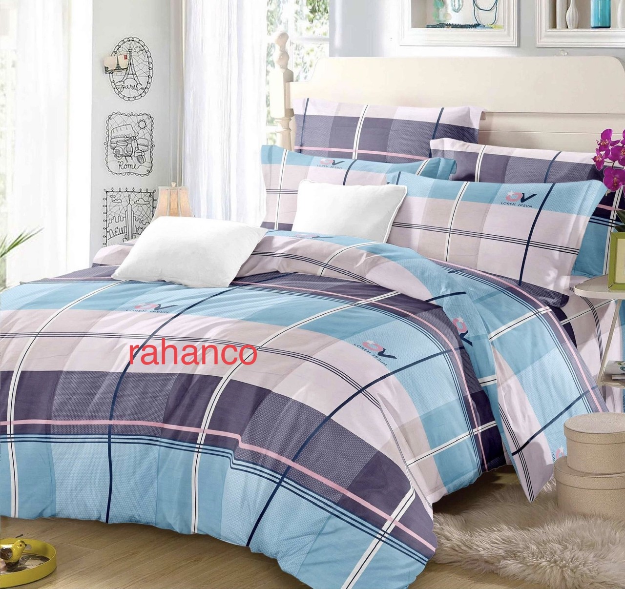 Chăn Mền RAHANCO Cao Cấp 100% Cotton Nhập  Từ Hàn Quốc ( Màu Xanh Mặt Hồ ) –  1m8x2m. Mềm - Mịn – Mát & Thấm Hút Mồ Hôi