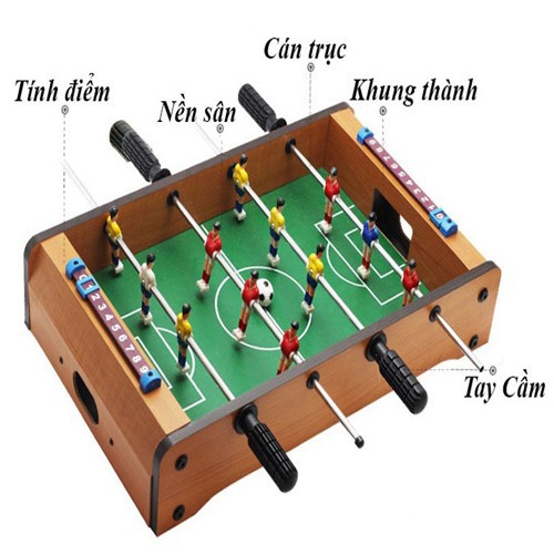 [LOẠI XỊN HÀNG 6 TAY CẦM] Bàn bi lắc bóng đá Table Top Football TTF-69 bằng gỗ 50x25cm