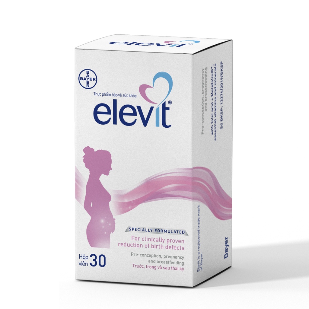 Bộ 3 Hộp Vitamin Bầu Tổng Hợp Elevit Cho Phụ Nữ Trước, Trong và Sau Thai Kỳ (30 Viên/ Hộp) + Tặng 1 Gối Trái Tim