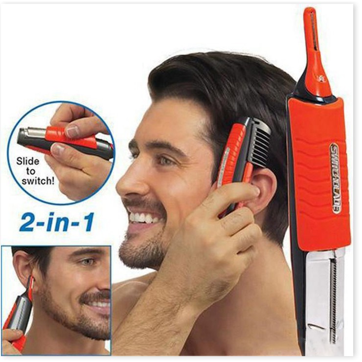 Máy cắt tóc cạo râu đa năng 3in1 thiết kế có đèn, đầu dao có lớp bảo vệ