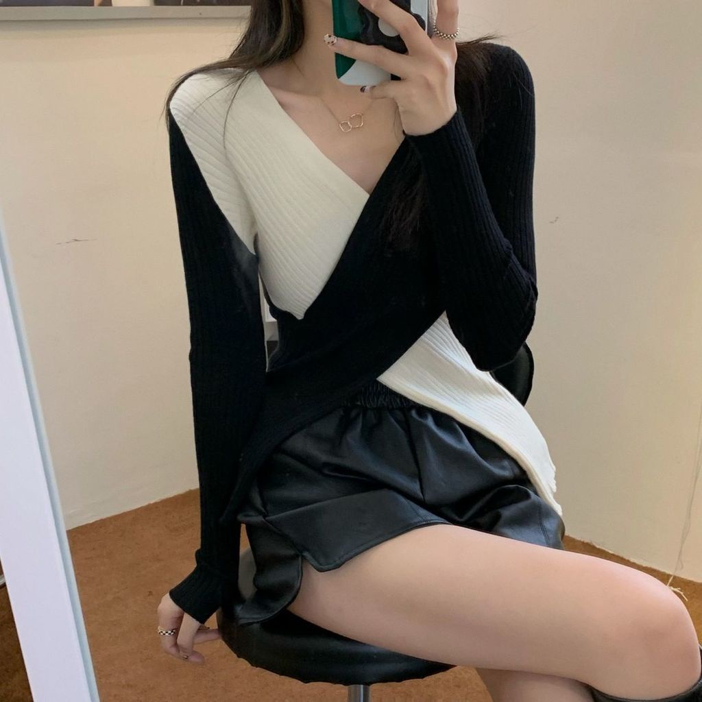 Áo Len Thu Đông Thiết Kế Bất Đối Xứng Thiết Kế Mới Cho Nữ