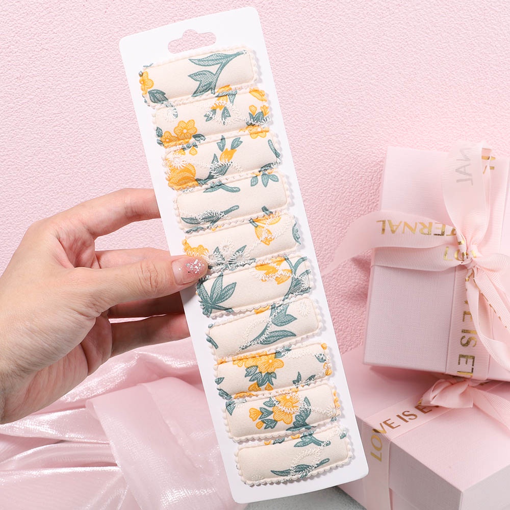 Set 10 kẹp tóc KIDSBOWS kim loại họa tiết thêu thời trang cho bé gái