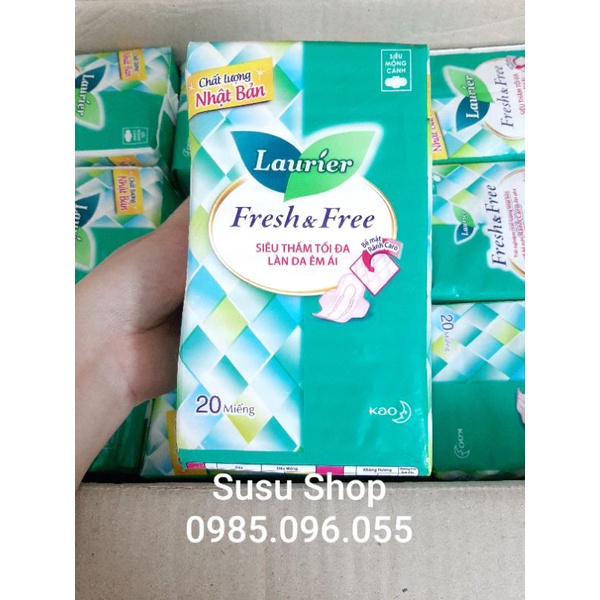 Băng Vệ Sinh Fresh &amp; Free Nhật Bản siêu mỏng cánh 20 miếng 22cm Thấm nhanh gấp 2 lần khô thoáng gấp 5 lần siêu mềm