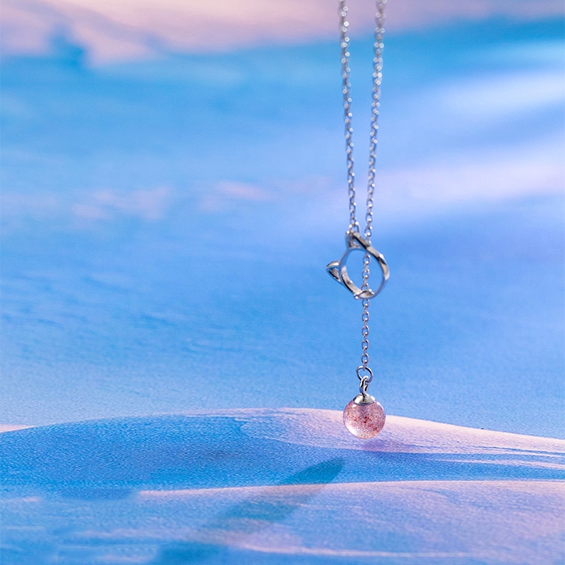 Vòng cổ Choker Mặt Hình Mèo Dễ Thương Đính Đá Pha Lê Màu Hồng Cho Nữ