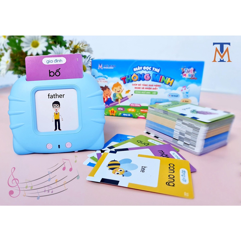 Máy đọc thẻ song ngữ Anh Việt flashcard 255 thẻ 500 từ vựng và 12 chủ đề - đồ chơi thông minh Bi's House