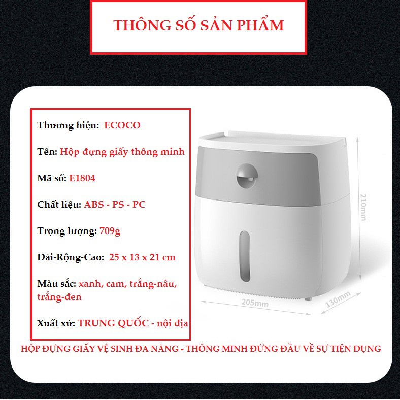HỘP ĐỰNG GIẤY VỆ SINH ECOCO ĐA NĂNG - THÔNG MINH | BigBuy360 - bigbuy360.vn