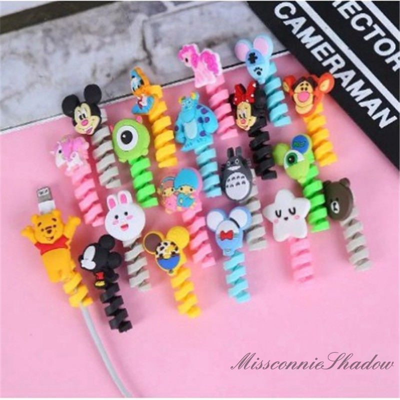 MissConnie Phụ kiện bảo vệ đầu dây cáp điện thoại tiện dụng thiết kế hoạt hình đáng yêu