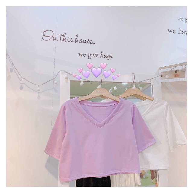 Croptop cổ tim ( Trắng/Đen/Tím)
