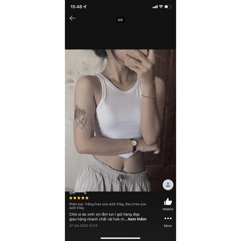 Áo croptop ba lỗ vạt bầu, chất liệu thun mềm mát