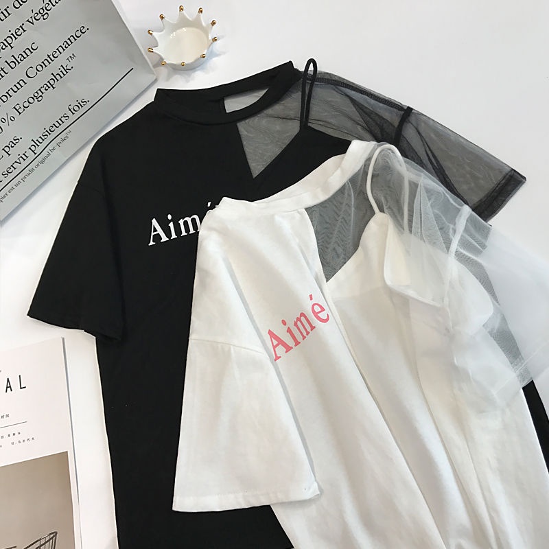 Áo thun tay ngắn dáng rộng phong cách Hàn Quốc thời trang mùa hè mới 2021 cho nữ sinh 2 màu tùy chọn