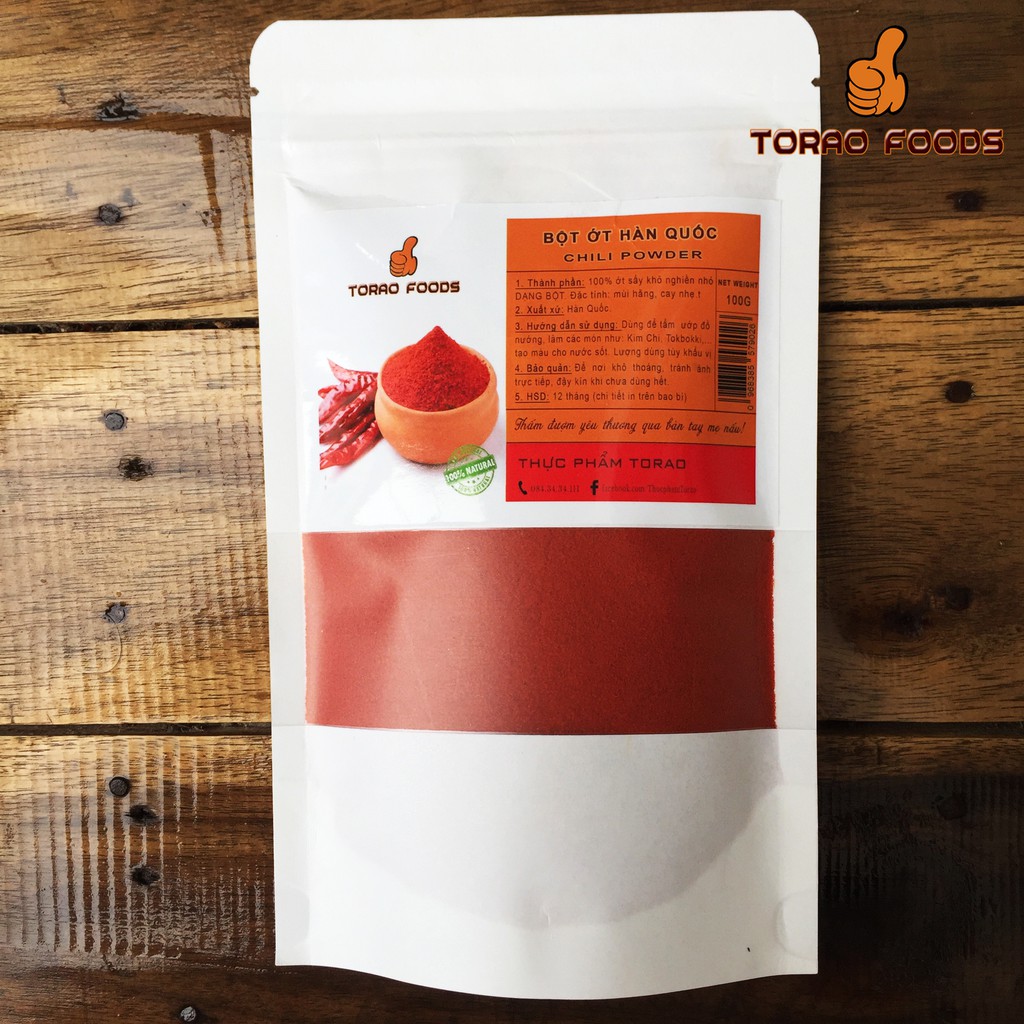 Bột ớt Hàn Quốc làm kim chi gói 100g, ớt bột Hàn Quốc loại mịn, bột ớt Hàn Quốc làm mì cay chiết gói nhỏ tiện lợi