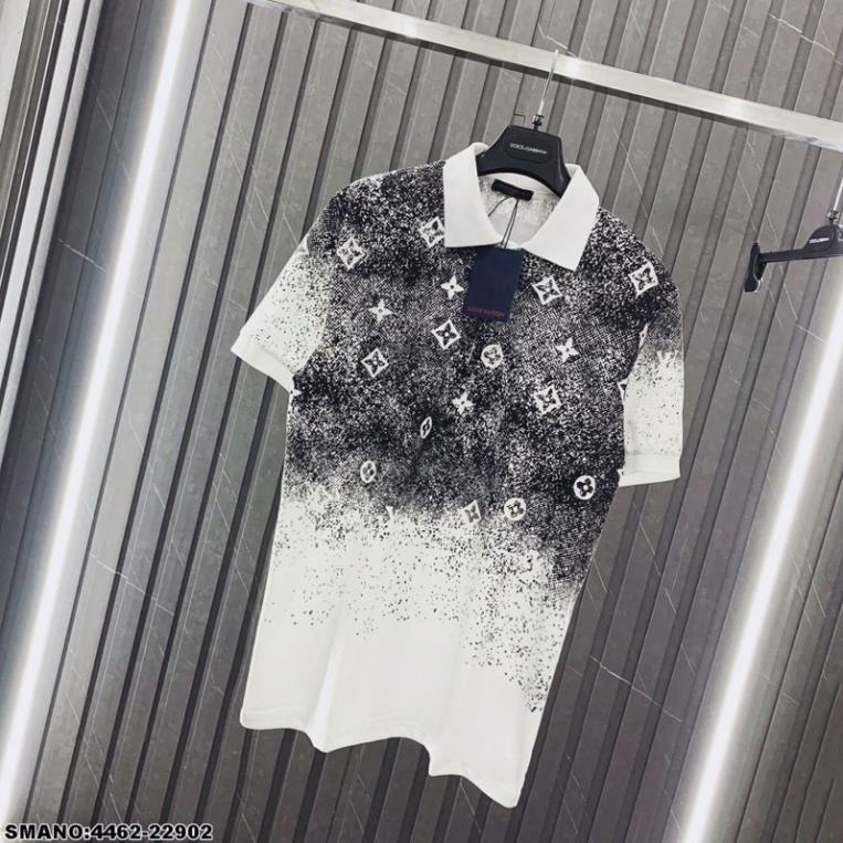 Áo Polo Nam LV Hình In Loang Cao Cấp - Áo Phông LV Cổ Bẻ Cho Nam