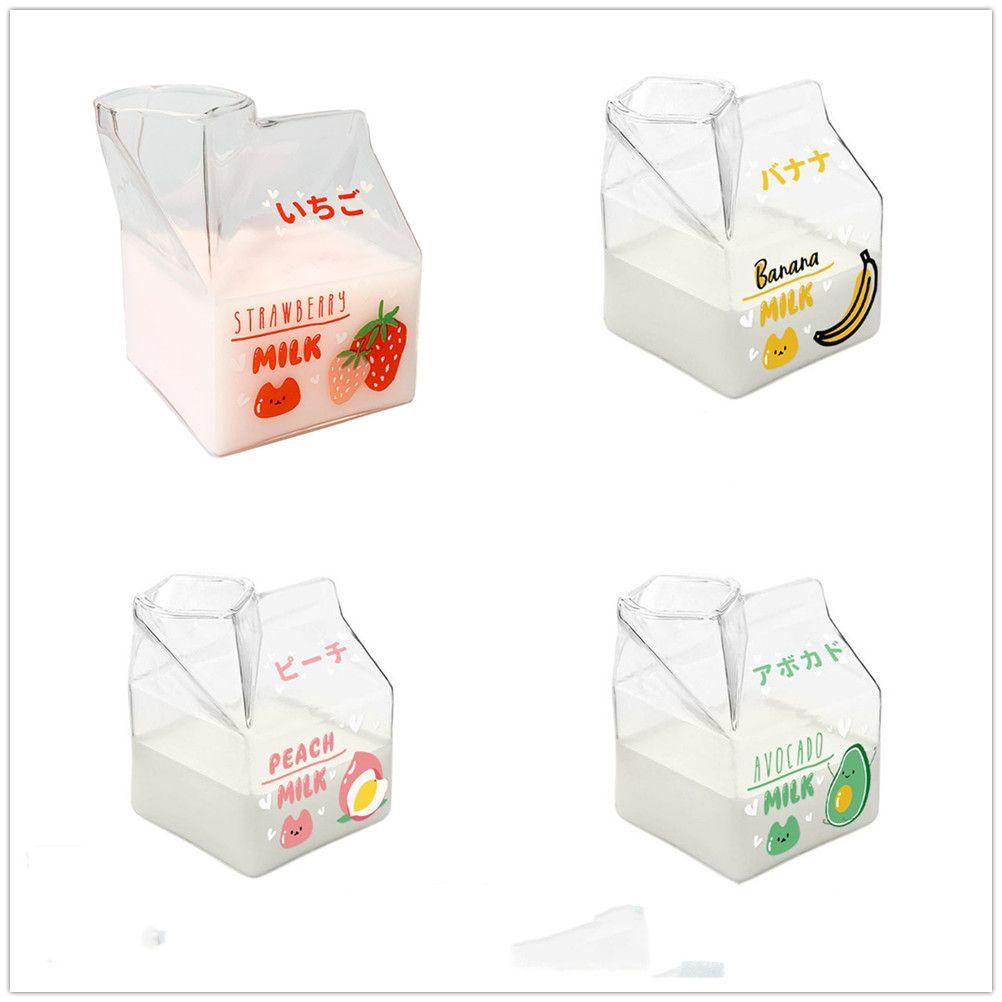 DORAW Cốc Sữa Thủy Tinh 380ML Hình Vuông Dùng Làm Quà Tặng Sinh Nhật / Giáng Sinh