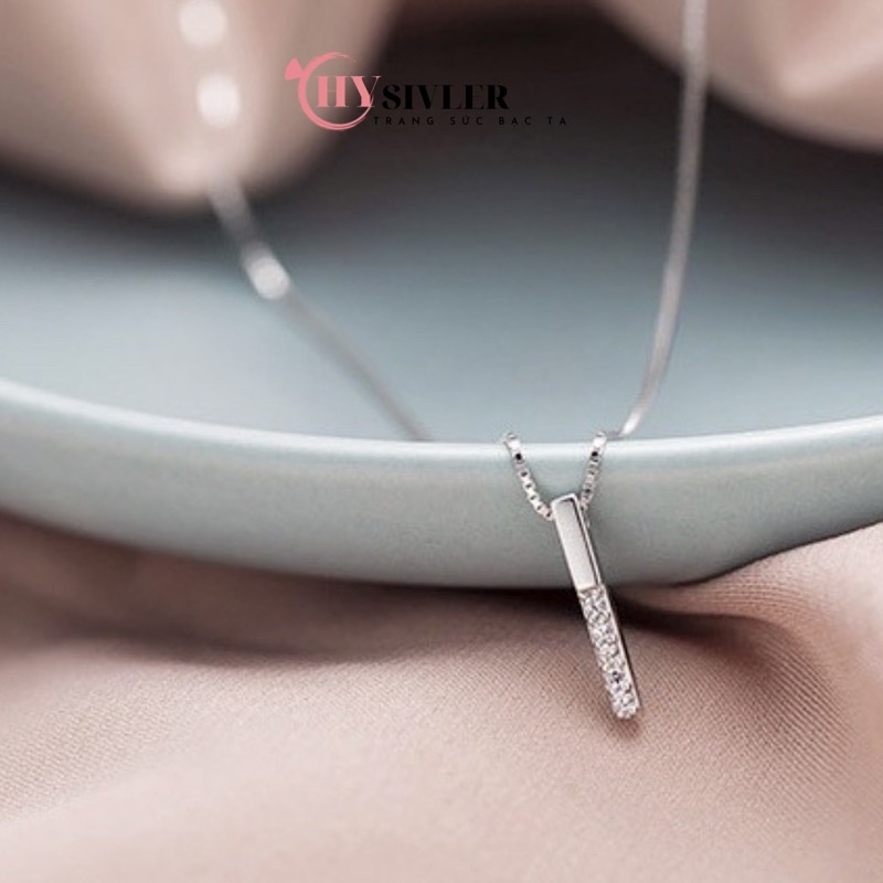 Dây chuyền bạc 1 thanh đá đơn giản nhẹ nhàng nữ tính dây chuyền nữ bạc thật giá rẻ CHY SILVER