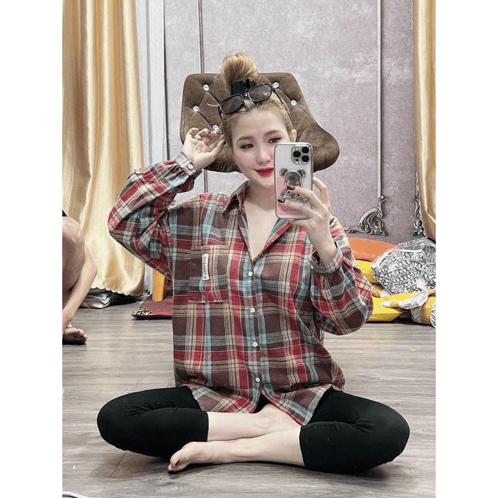 Sét Bộ Ca rô Dài Tay Kết Hợp Quần Leggin Chất Liệu Kate Mềm Mát Che Nắng Tốt Mặc Đẹp Tôn Dáng [NEW UNISEX]