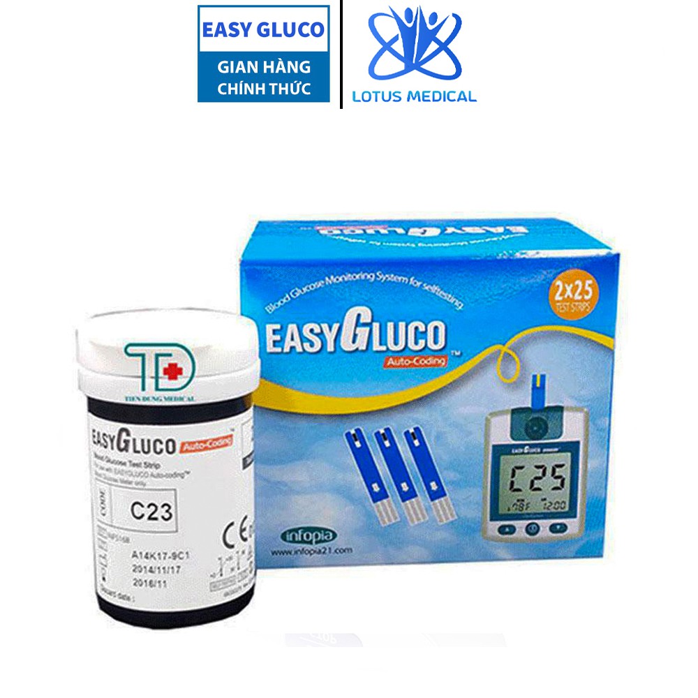 Hộp 25 Que thử đường huyết EASY GLUCO  - Que thử tiểu đường Easy Gluco