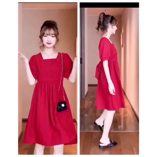 Váy Bầu thiết kế đỏ trẻ trung năng động,Váy Fsize 40-75KG mặc nên nổi bật luôn nha, váy bầu công sở, đi chơi,du lịch