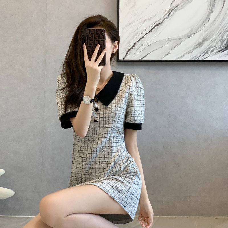 Jiashucheng Đầm Thời Trang Retro Pháp Xinh Xắn Thanh Lịch