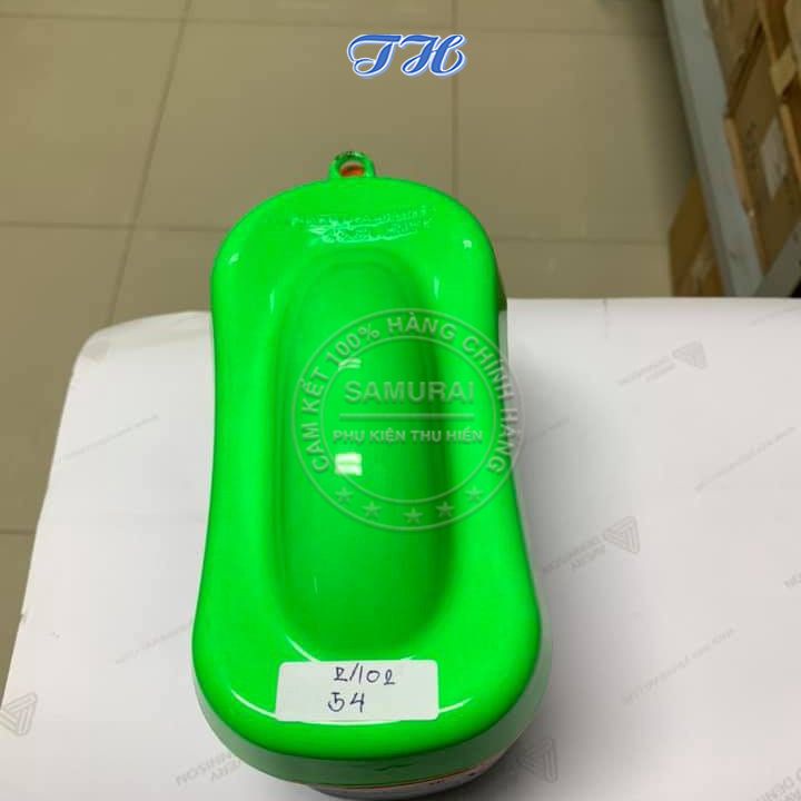 Sơn Xịt Samurai chuyên dùng cho xe máy màu xanh lá huỳnh quang 54 **chống cháy, chống rạn nứt, vòi xịt chống chảy