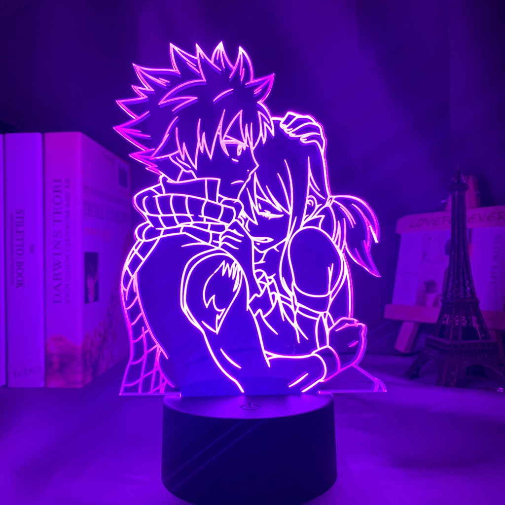 Đèn Ngủ Led Cảm Ứng 3d Hình Anime Fairy Tail Natsu Dragneel Và Erza Scarlet Hug Dùng Trang Trí Phòng Trẻ Em