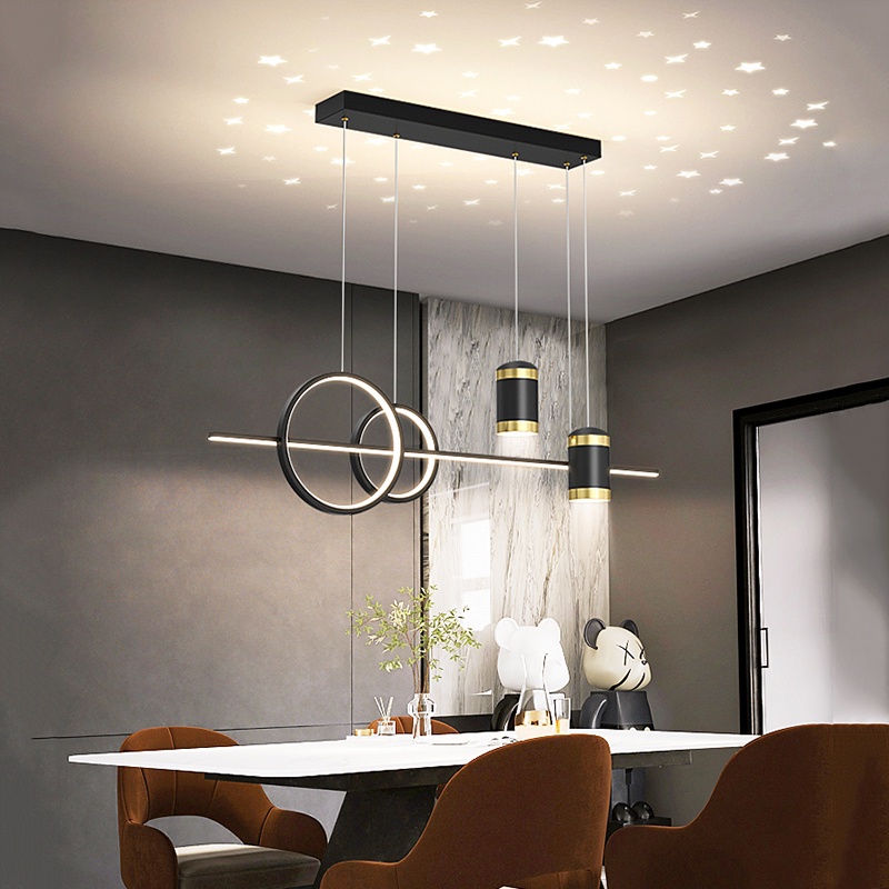 Đèn thả trần bàn ăn phòng khách chung cư hiện đại ánh sáng 3 màu điều khiển từ xa Đèn LED trang trí phòng bếp bàn ăn HB8