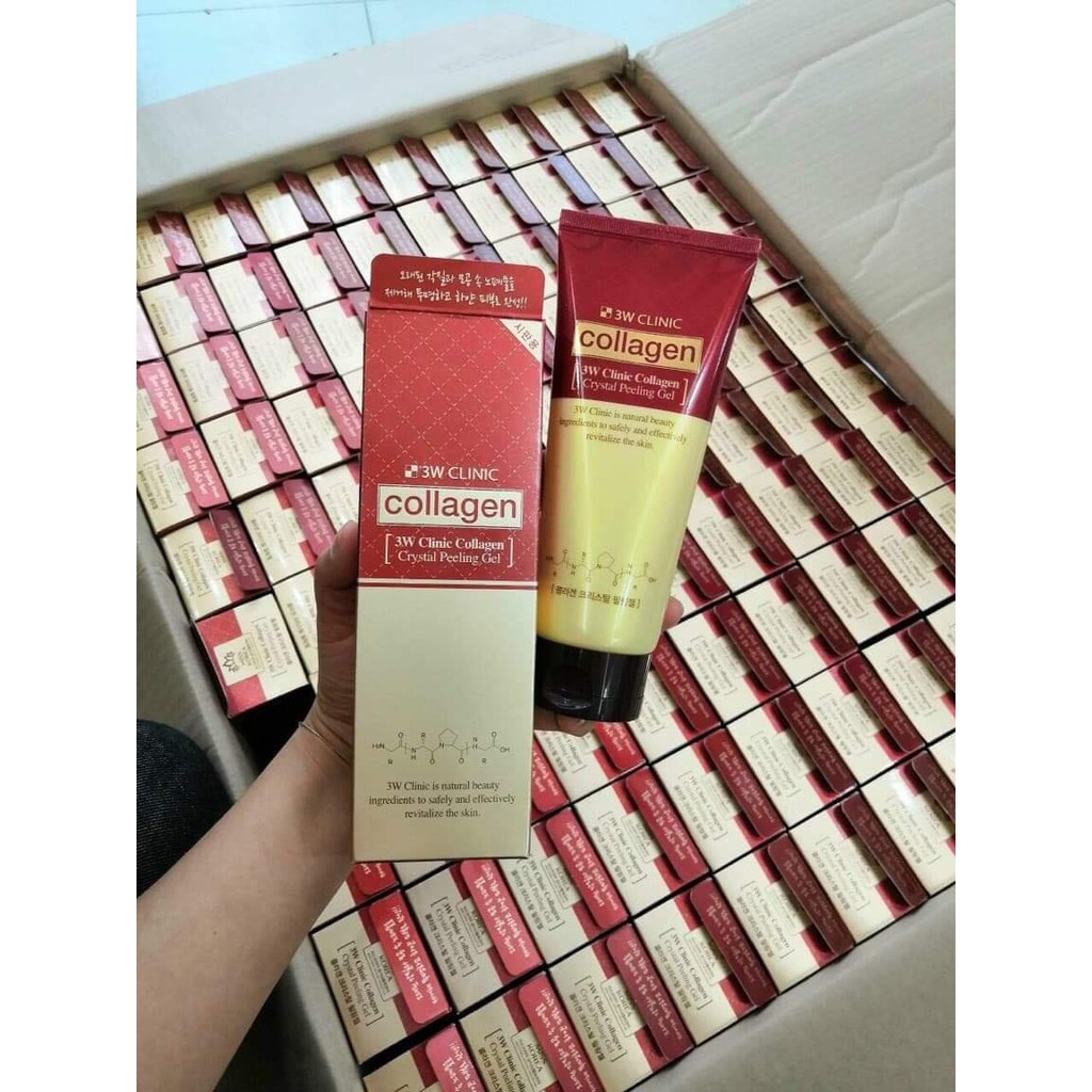 Gel tẩy tế bào chết cho da mặt thông thoáng lỗ chân lông ,sạch mụn 3w Clinic Collagen Crystal Pelling Gel 180ml
