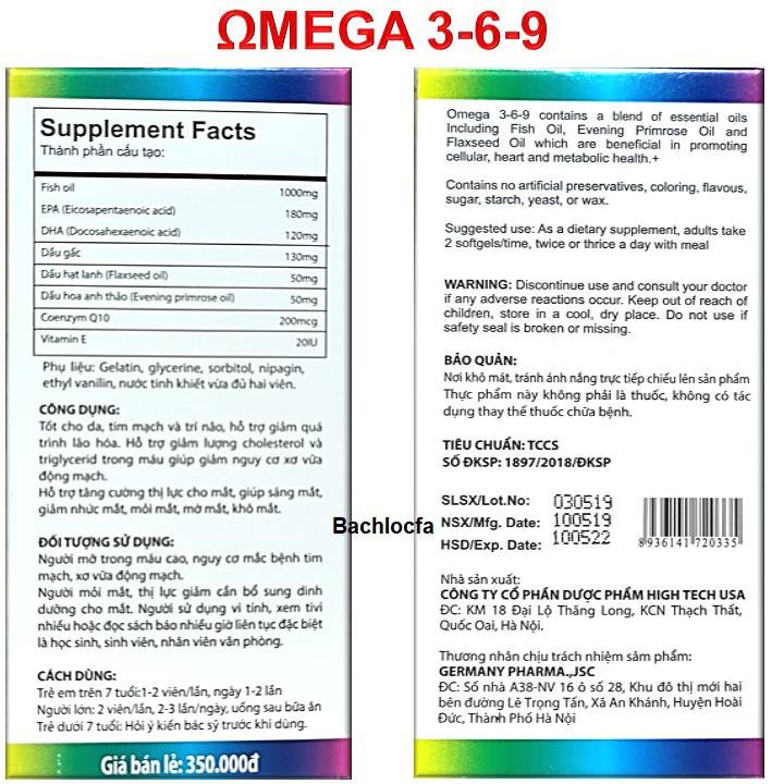 Viên Dầu Cá Ome.ga 369 Nature Health Bổ Não, Sáng Mắt, Khỏe Mạnh Tim Mạch, Tăng Cường Trí Nhớ