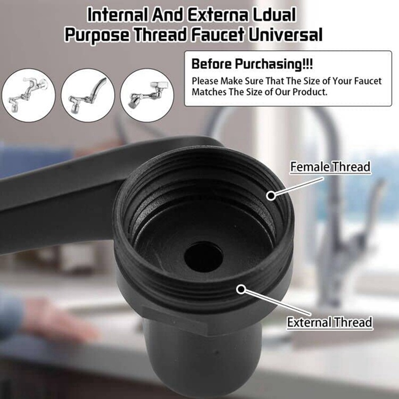 Máy Sục Khí Vòi Xoay 1080°+360° Đầu Lọc Gắn Vòi Nước Có Thể Xoay Tiện Dụng