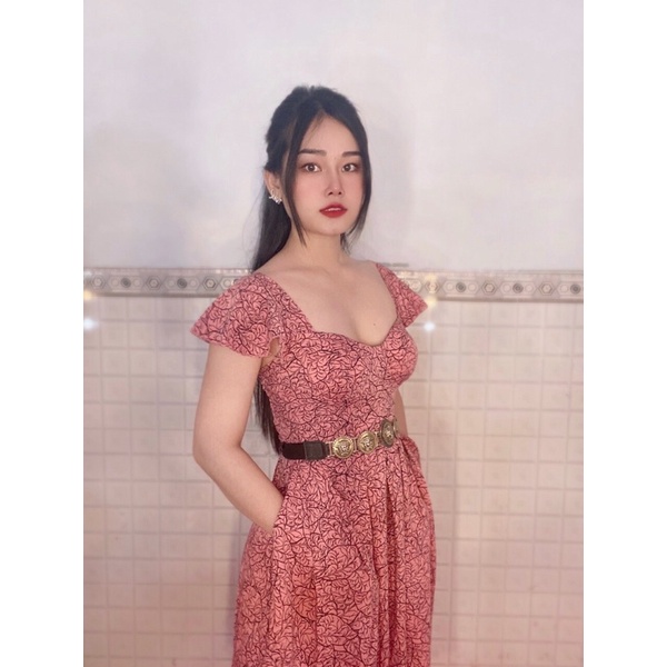 Đầm xoè xếp li cúp ngực cánh tiên có túi hai bên hoạ tiết hoa nhiều màu ảnh thật chính chủ