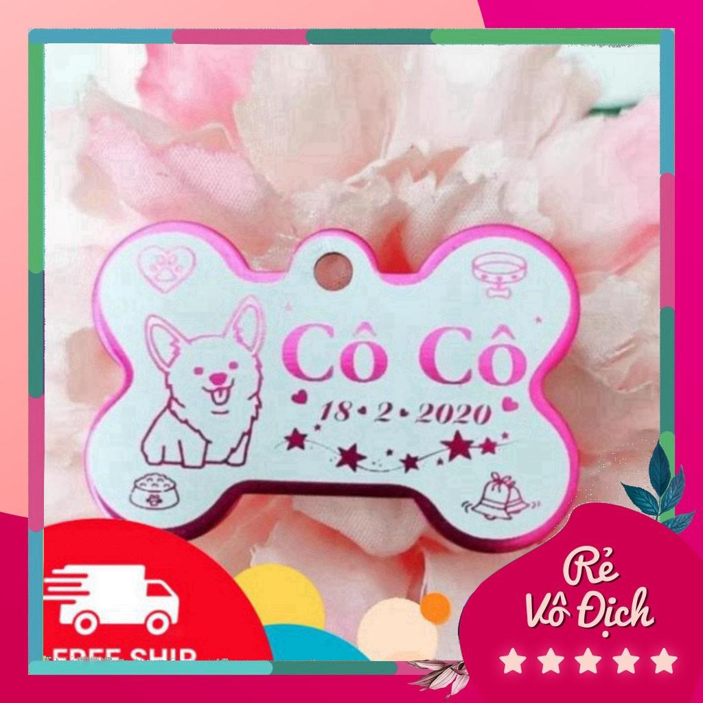 [DHTN] Thẻ tên thú cưng - Pet Tag nhiều màu sắc ( Tặng kèm chuông )