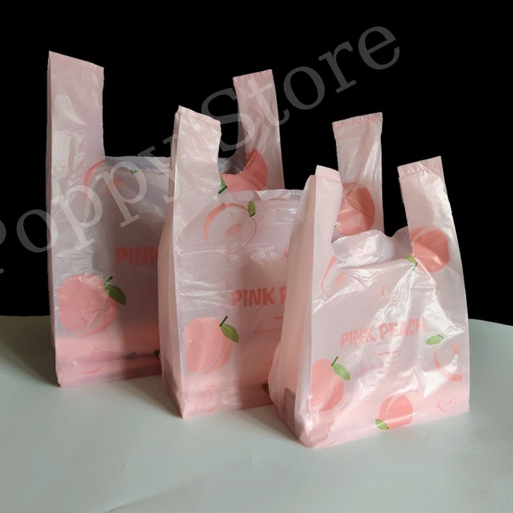 Túi đựng thực phẩm, túi ni long, túi đựng đồ, túi đựng quà tặng, set 10 túi, mẫu trái đào - POPPY STORE