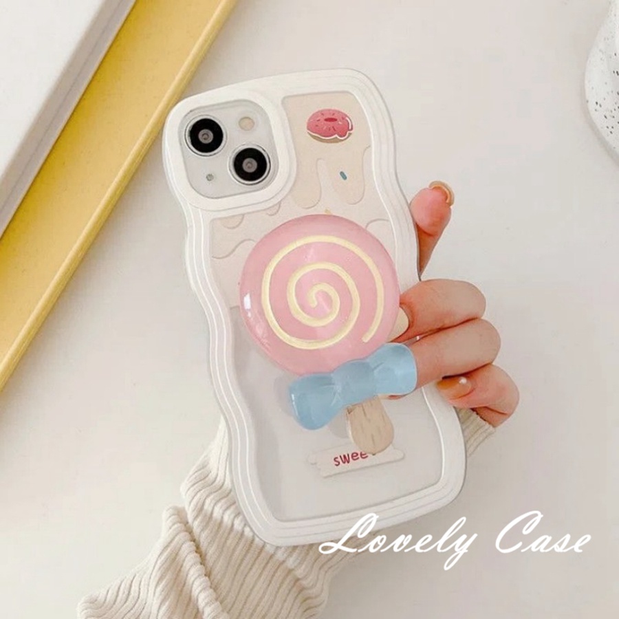 IPhone 14 13 12 11 Pro Max X XR Xs Max 8 7 6 6s Plus SE 2020Ốp Điện Thoại Mềm Trong Suốt Có Giá Đỡ Hình Que Kem Cho