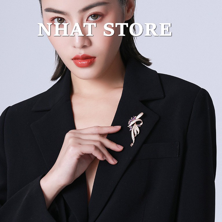 Ghim cài áo vest Nhatstore, trâm cài hình hoa nơ nhiều màu phong cách Hàn Quốc