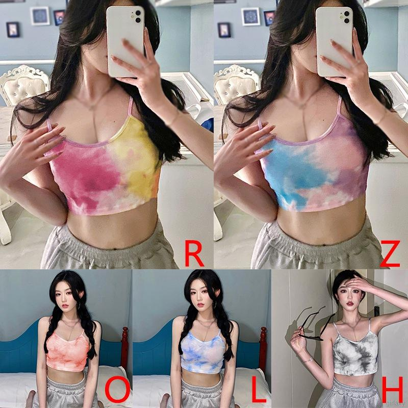 Áo Croptop Sát Nách Nhuộm Màu Kiểu Hàn Quốc Cá Tính