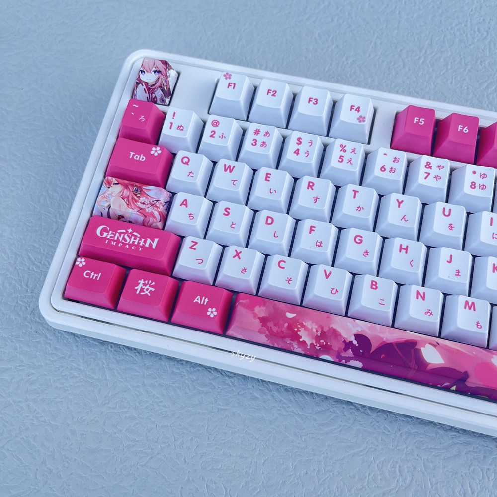 128 phím Genshin Impact Yae Miko Keycaps Cherry Profile Anime PBT Dye Sub Bàn phím cơ học Keycap