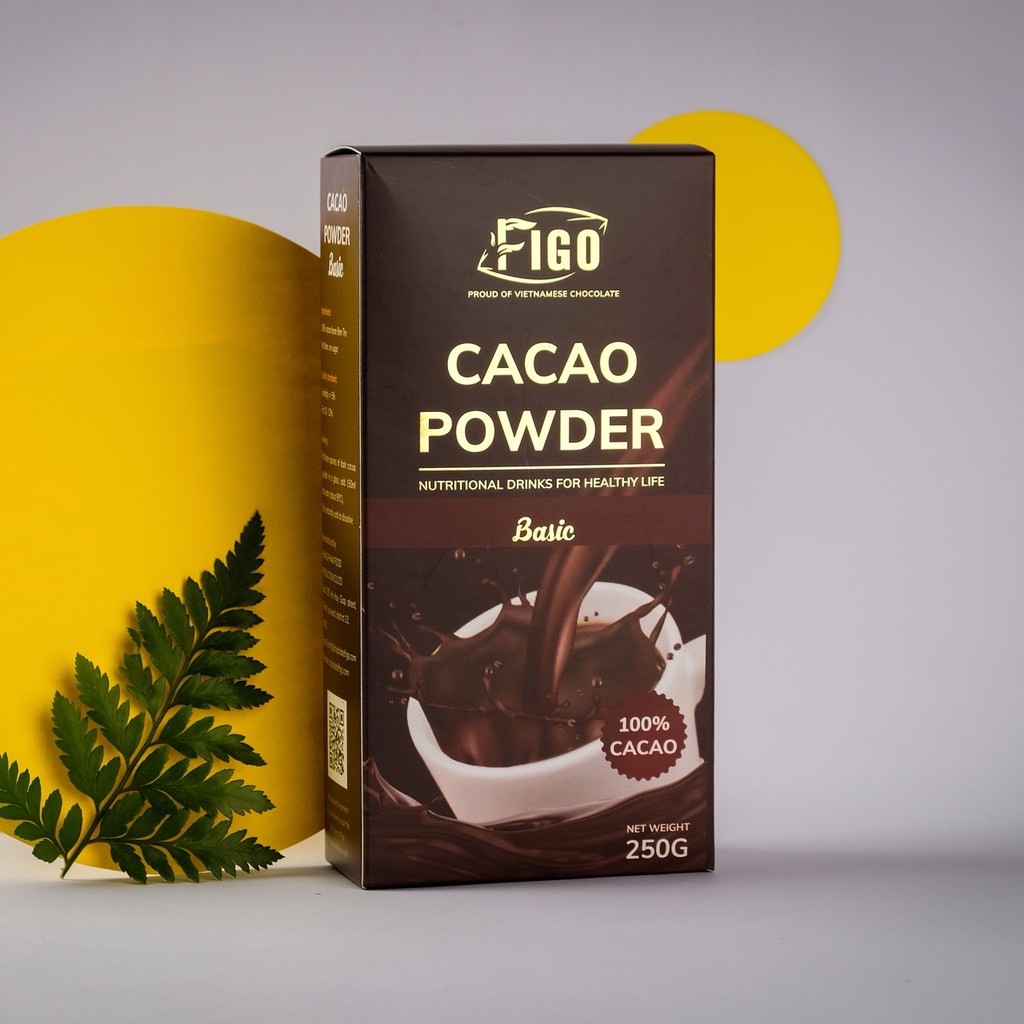 [COMBO 2 HỘP + QUÀ TẶNG ] Bột cacao nguyên chất dòng Basic không đường 250g Figo, keto, diet, lowcarb, ăn kiêng