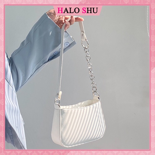 Túi cắp nách dây da phối xích Hàn Quốc HALO SHU mã CN034