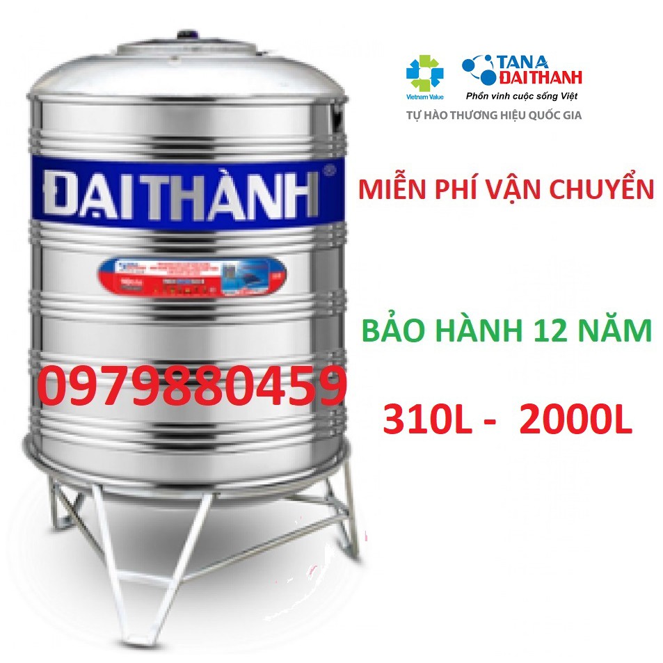 Bồn nước inox304 đứng Đại Thành, bồn nước sus304, Bảo hành 12 năm