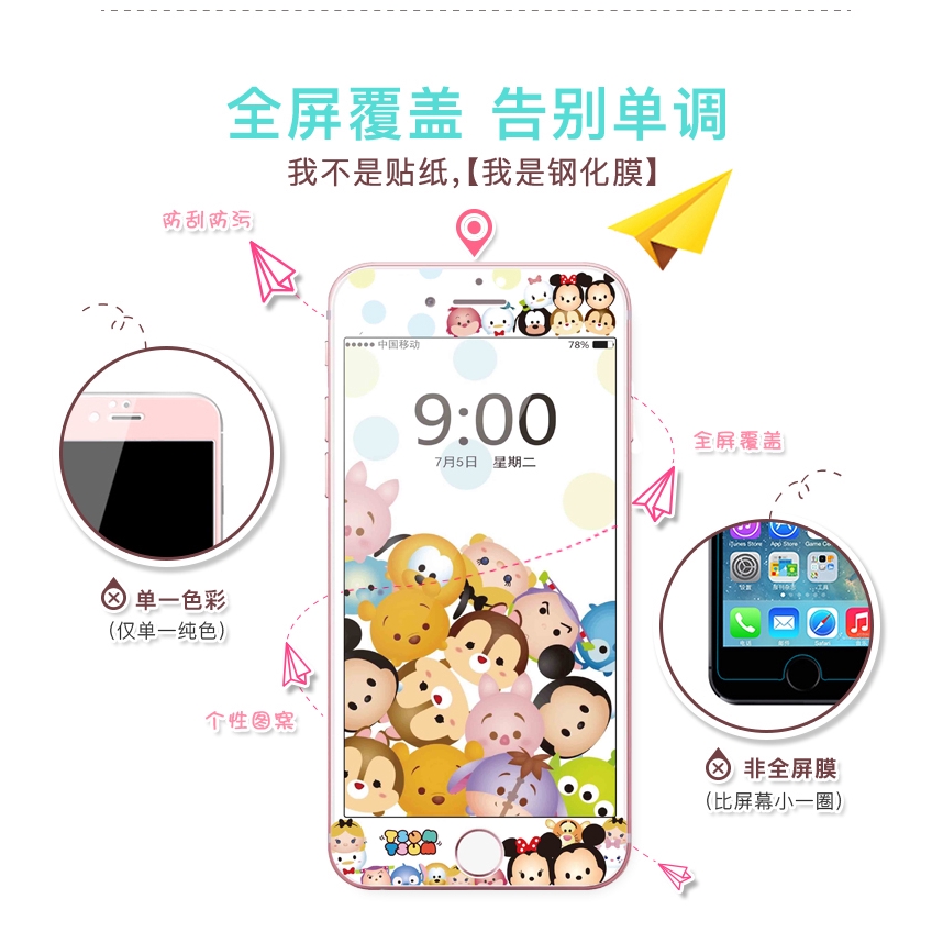 Kính Cường Lực Bảo Vệ Màn Hình In Hình Mickey Minnie Cho Iphone 7 I8 I6 6s Plus 7plus