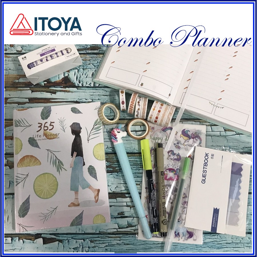 [Combo] Planner for Beginners (sổ, bút, sticker, washitape, note) Itoya