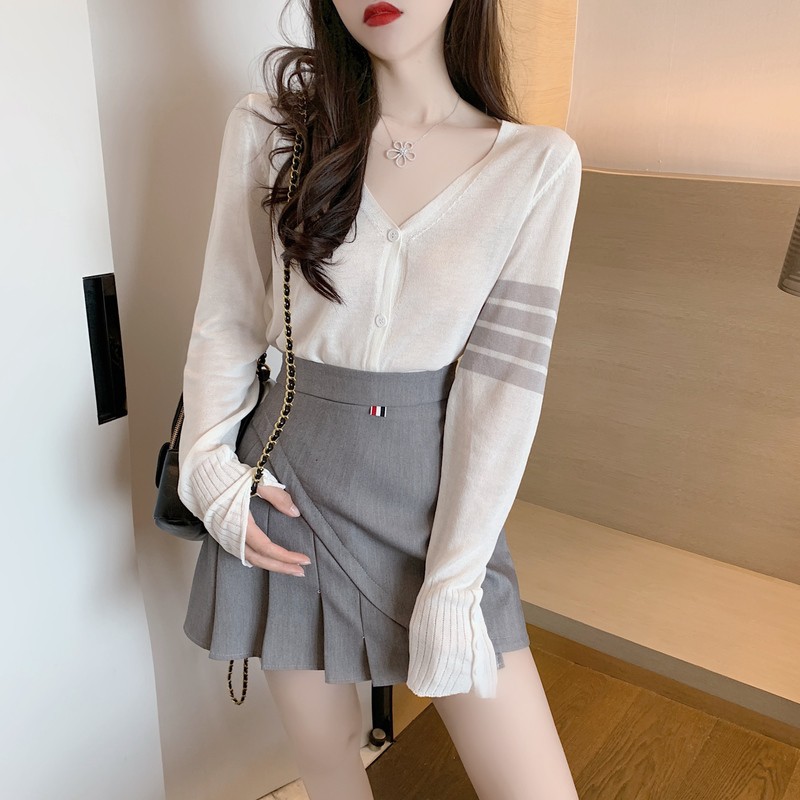 LEEVA - Áo khoác cardigan tay dài nữ phối sọc thiết kế K016