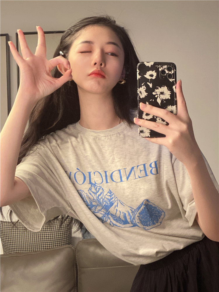 SUXI Áo Thun Nữ Tay Ngắn Dáng Rộng Phong Cách Hàn Quốc