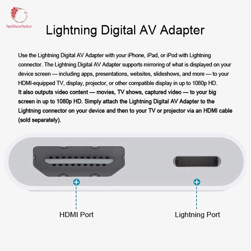 Cáp Chuyển Đổi Lightning Sang Hdmi Digital Av Tv Dành Cho Apple Iphone X 8 7 6 Plus Ipad