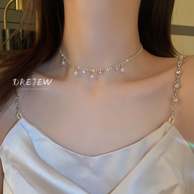 Dây Chuyền Mạ Vàng Thật Đính Ngọc Trai Thời Trang
