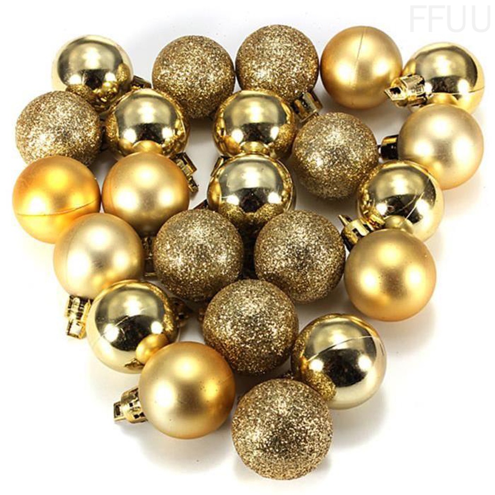 Bộ 24 quả châu nhựa trang trí cây thông Noel FF86