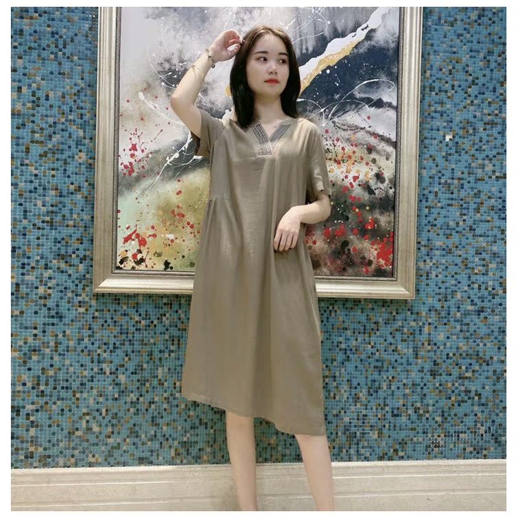 Đầm trung niên sang trong phong cách Hàn Châu bigsize cao cấp cho mẹ dự tiệc dáng suông đẹp D182 - WB WOMAN &amp; BEAUTY